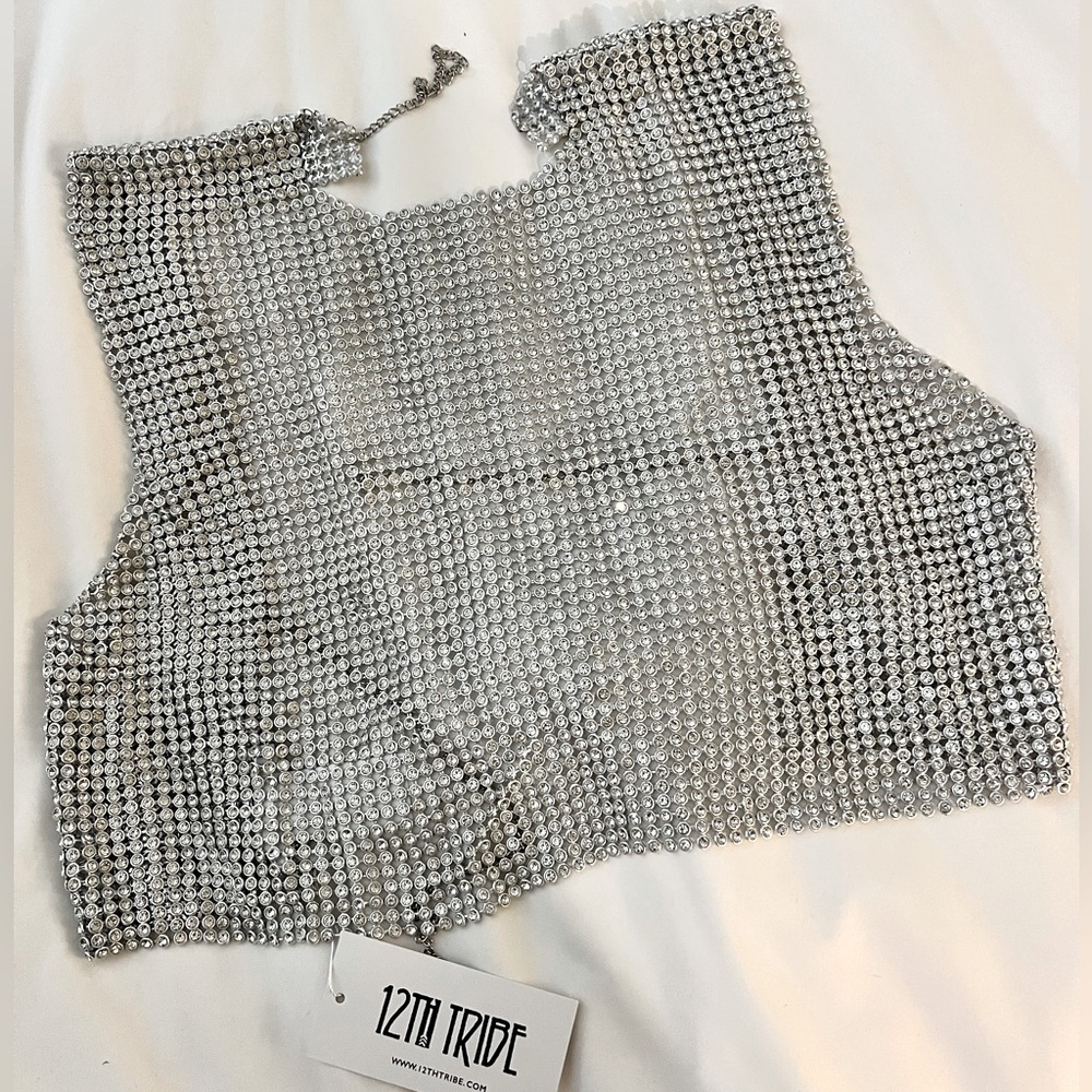 12th Tribe: Silver Rhinestone Tank